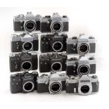 Group of Zenit & Praktica 35mm SLR Camera Bodies.