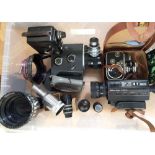 Box of Cine Cameras & Equipment, inc Dallmeyer & Other Lenses.