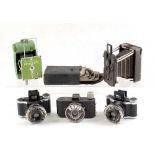 Group of Miniature Cameras, inc a Green Univex Model AF.