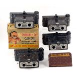 Group of Four Coronet 3-D Stereo Cameras for 127 Film.