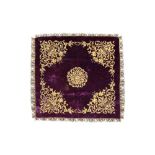 A METAL THREAD-EMBROIDERED PLUM VELVET SOFREH COVER Ottoman Turkey, late 19th - early 20th century