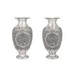 A PAIR OF MID-20TH CENTURY IRANIAN (PERSIAN) SILVER VASES Isfahan, circa 1960, mark of Parvaresh