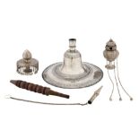 A LATE 19TH CENTURY INDIAN UNMARKED SILVER PARTIAL HUQQA SET Possibly Lucknow, circa 1880