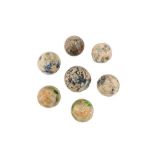 SEVEN EARLY ISLAMIC MOSAIC GLASS BEADS Possibly Fustat, Egypt or Nishapur, Iran, 9th - 10th century