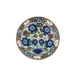 AN OTTOMAN DAMASCUS-STYLE POTTERY DISH WITH FLORAL TRIUMPH Possibly Ulisse Cantagalli, Florence, Ita