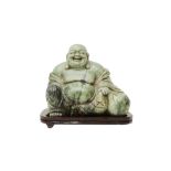 A CHINESE HARDSTONE CARVING OF LAUGHING BUDDHA, 20TH CENTURY