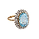 A TOPAZ AND DIAMOND CLUSTER RING