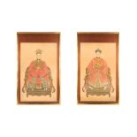 TWO CHINESE ANCESTRAL PORTRAITS, 20TH CENTURY