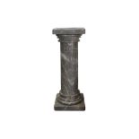 A GREY MARBLE COLUMNNAL SCULPTURE STAND, 20TH CENTURY