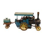 A SCRATCH BUILT STEAM ENGINE AND TWO CARRIAGES
