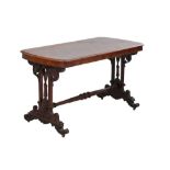 A VICTORIAN WALNUT STRETCHER TABLE