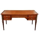 A LOUIS XV STYLE PADOUK WOOD DESK, 20TH CENTURY