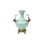 A CHINESE CELADON VASE WITH GILT-BRONZE MOUNTS