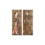 UNKNOWN ARTIST A pair of Japanese full-length portraits of a noble couple