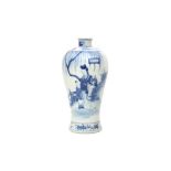 A CHINESE BLUE AND WHITE 'LADY AND BOY' VASE, MEIPING