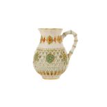 A LATE 19TH CENTURY ROYAL WORCESTER BISQUE PORCELAIN DOUBLE WALLED RETICULATED JUG