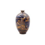 A CHINESE GILT-DECORATED BLUE-GROUND VASE