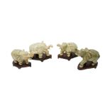 FOUR CHINESE HARDSTONE ELEPHANTS, 20TH CENTURY