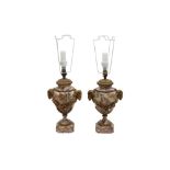 A PAIR OR ORMULU MARBLE LAMPS