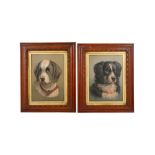 A PAIR OF LEATHER PORTRAITS OF DOGS