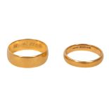 TWO 22CT GOLD WEDDING BANDS