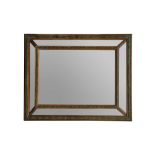 A COPPER AND WALNUT FRAMED SECTIONAL WALL MIRROR, LATE 19TH CENTURY