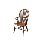 A 19TH CENTURY ASH, ELM AND YEW WINDSOR CHAIR