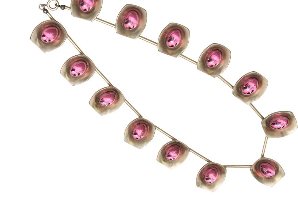 A JORGEN JENSEN PEWTER AND AMETHYST NECKLACE, MID-1960'S - Image 2 of 3