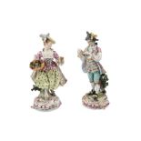 A PAIR OF PORCELAIN FIGURES ATTRIBUTED TO VOLKSTEDT, 19TH CENTURY