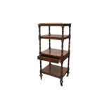 A 19TH CENTURY FOUR TIERED MAHOGANY WHATNOT