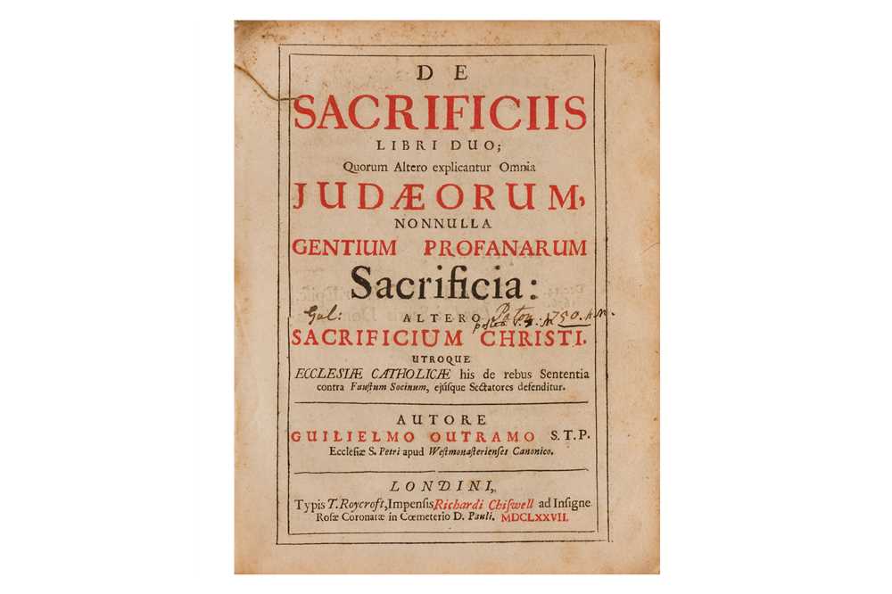 Outram. De sacrifiis libri duo; Quarum Altero explicantur Omnia Judaeorum, 1677