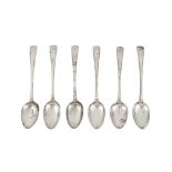 A set of six George III sterling silver tablespoons, London 1789 by Hester Bateman