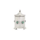 An Edwardian ‘Arts and Crafts’ sterling silver tea caddy, Birmingham 1903 by Albert Edward Jones