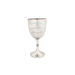 A large Victorian sterling silver trophy cup, Sheffield 1896 by James Deakin and Son