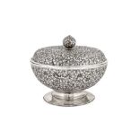 An early 20th century Cambodian unmarked silver covered footed bowl (tok), circa 1920