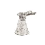 An early 20th century German sterling silver stirrup cup, Hanau by Neresheimer, import marks for Che