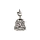An early 20th century German sterling silver table bell, Bad Kissingen by Simon Rosenau import marks