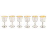 A set of six Elizabeth II sterling silver goblets, London 1972 by Mills and Hersey