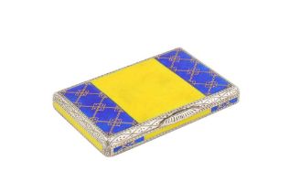 An early 20th century German sterling silver and enamel cigarette case, probably Pforzheim with impo