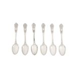 A rare set of Victorian ‘private die’ sterling silver teaspoons, London 1847 by George Adams of Chaw