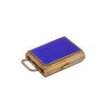 An early 20th century German sterling silver gilt and guilloche enamel miniature compact combination