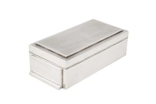 A George V Art Deco sterling silver cigarette box, Sheffield 1935 by Walker and Hall
