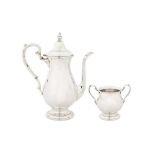 A mid-20th century American sterling silver coffee pot and sugar bowl, New Jersey circa 1940 by Fish