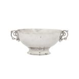 A 19th century or later Spanish colonial silver twin handled bowl