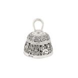 A heavy Edwardian sterling silver cast table bell, Sheffield 1905 by William Hutton and Sons