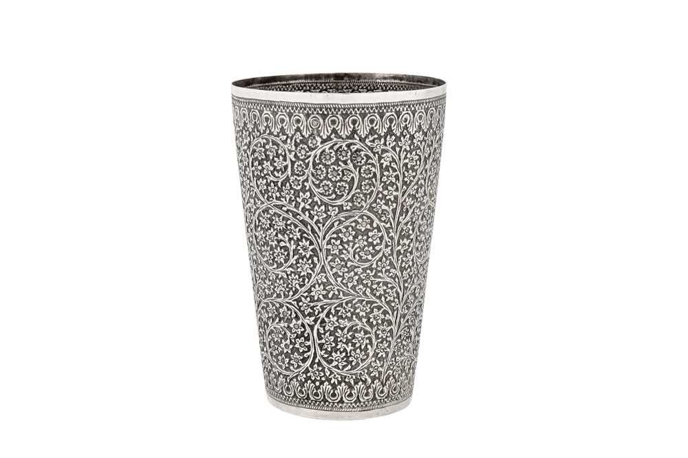 A late 19th century Anglo – Indian unmarked silver beaker, Kashmir circa 1890