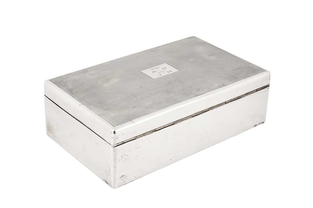 A George V sterling silver cigarette box, London 1929 by T.F and Co - Image 2 of 4
