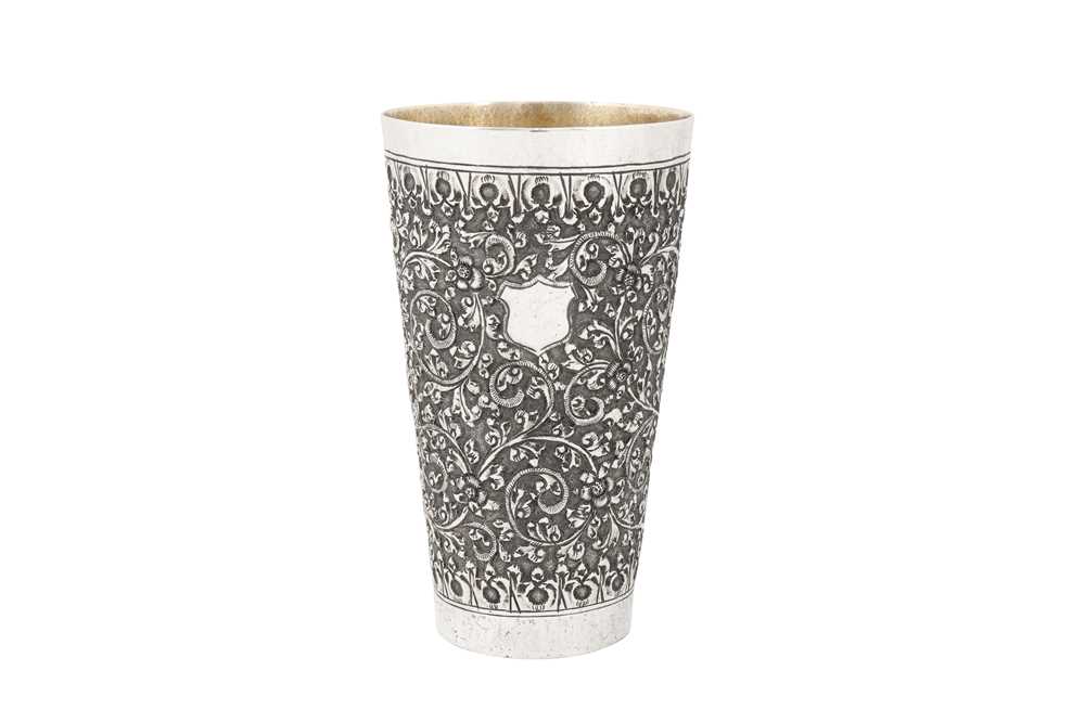 An early 20th century Anglo – Indian unmarked silver beaker, Cutch circa 1910