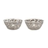 A pair of early 20th century Chinese export silver bowls, Shanghai circa 1910 by Heng Lai retailed b