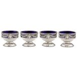 A set of four George III sterling silver salts, London 1773 by Robert Hennell